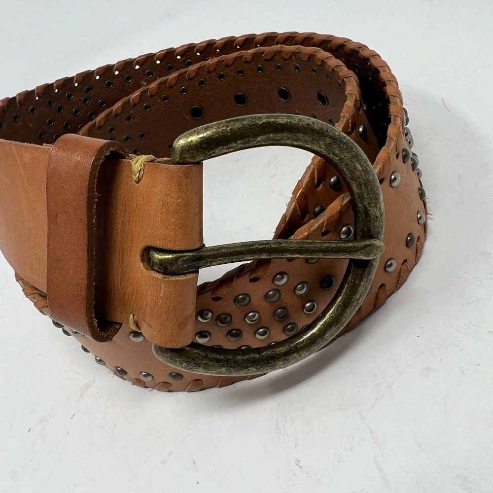 Leather studded belt